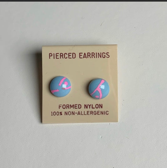 Blue and Pink Nylon Earrings