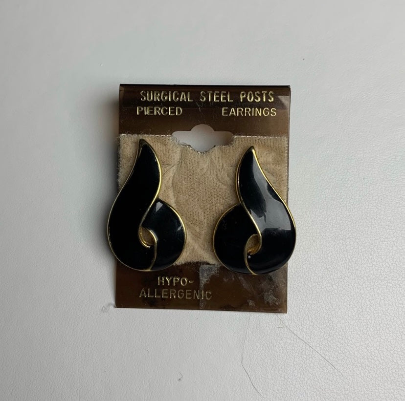 Black Enamel Vintage Earrings