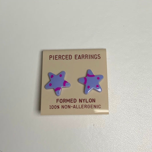 Purple and Pink Star Shaped Vinyl Earrings