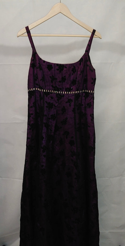 Betsy & Adam Midi Length Purple and Black Dress