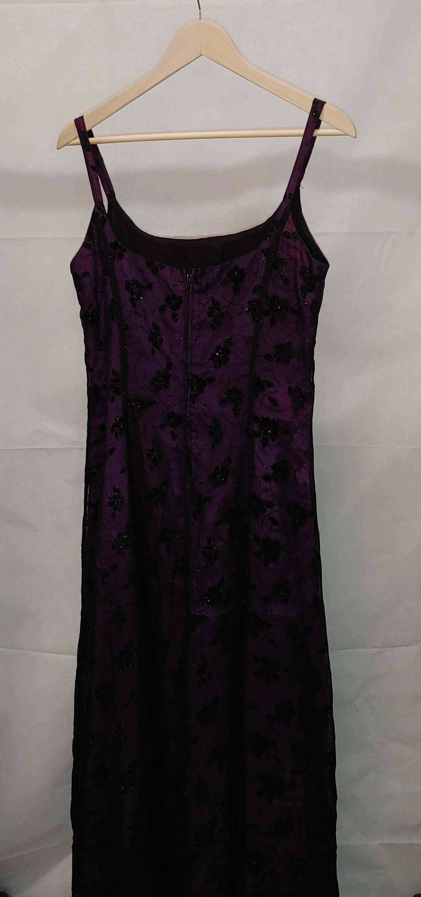 Betsy & Adam Midi Length Purple and Black Dress